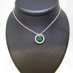 Collier pendentif émeraude diamants
