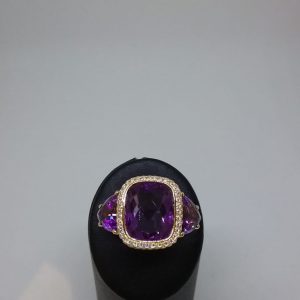 Bague améthystes diamants