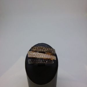 Bague diamants tricolore