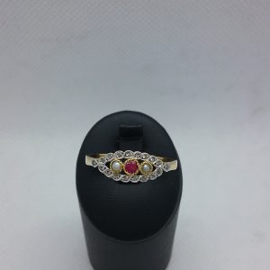 Bague rubis perles