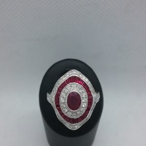 Bague rubis diamants