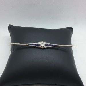 Broche barrette saphirs et diamants