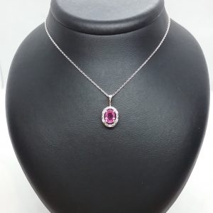 Pendentif saphir rose diamants