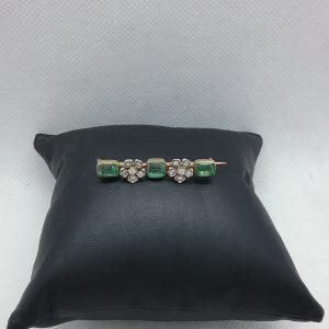 Broche émeraudes diamants