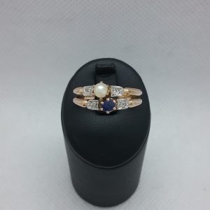 Bague perle et saphir