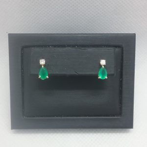 Boucles d'oreilles émeraude diamant