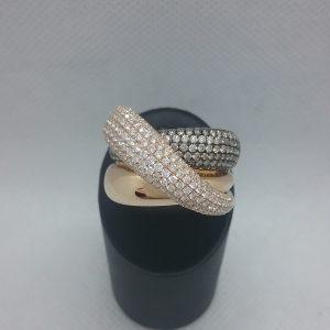 Bague diamants bruns et blancs