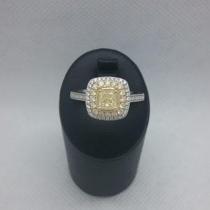 Bague diamants jaunes et blancs