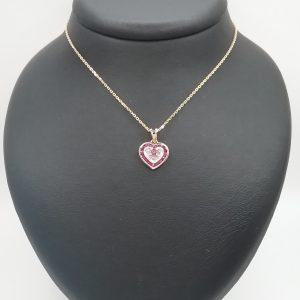 Pendentif coeur rubis diamants