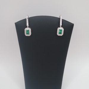 Boucles d'oreilles émeraudes diamants