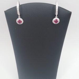 Boucles d'oreilles rubis diamants