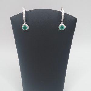 Boucles d'oreilles émeraudes diamants
