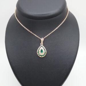 Pendentif émeraudes diamants