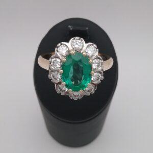 Bague Pompadour émeraude diamants