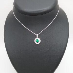 Collier pendentif émeraude diamants