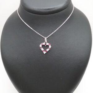 Pendentif coeur rubis diamants