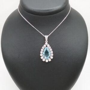 Pendentif aigue marine diamants